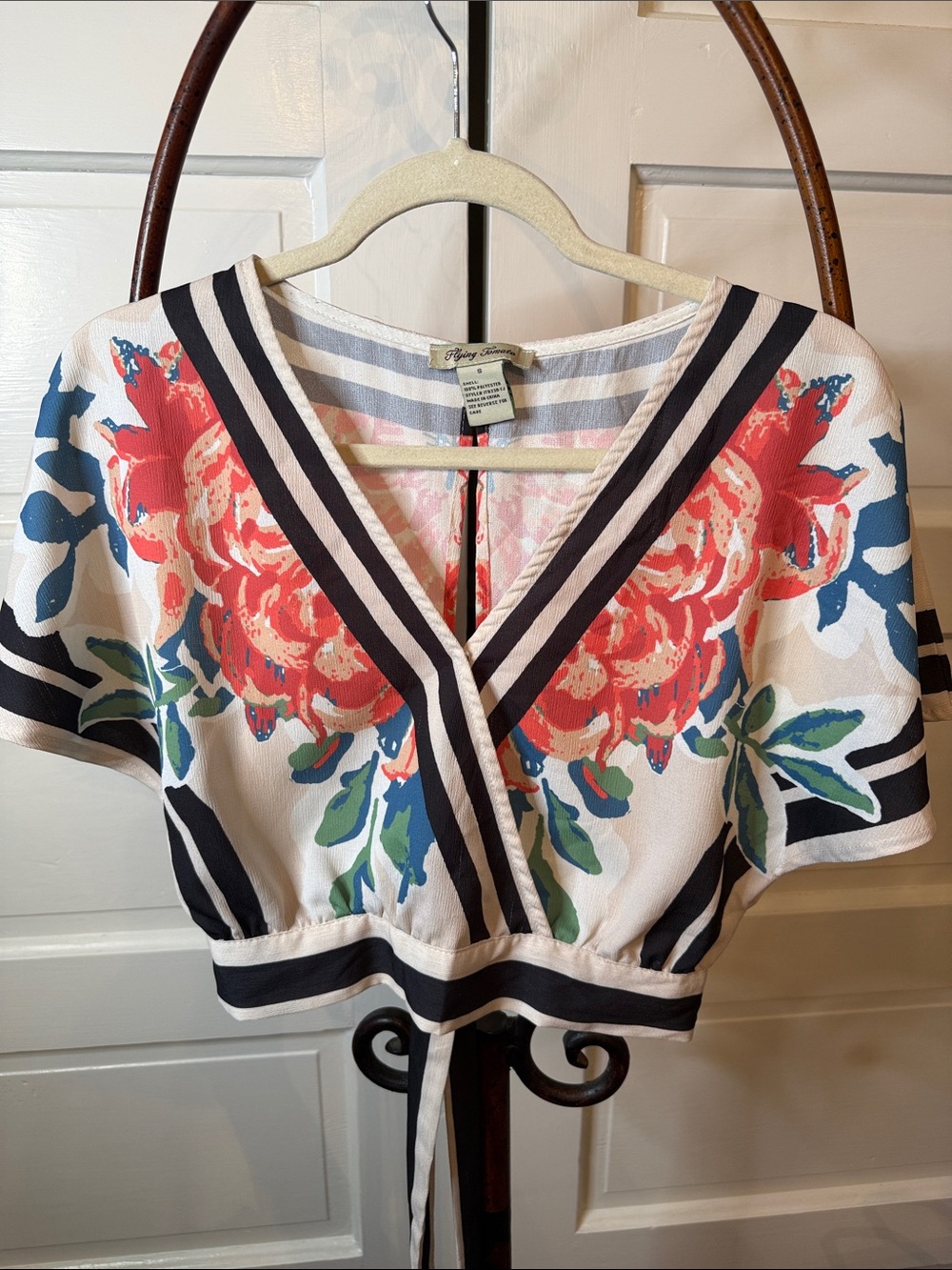 Flying Tomato Floral Wrap style  Crop Top Boho Cottagecore